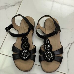 Soul Naturalizer Black Beaded Sandals Size 6